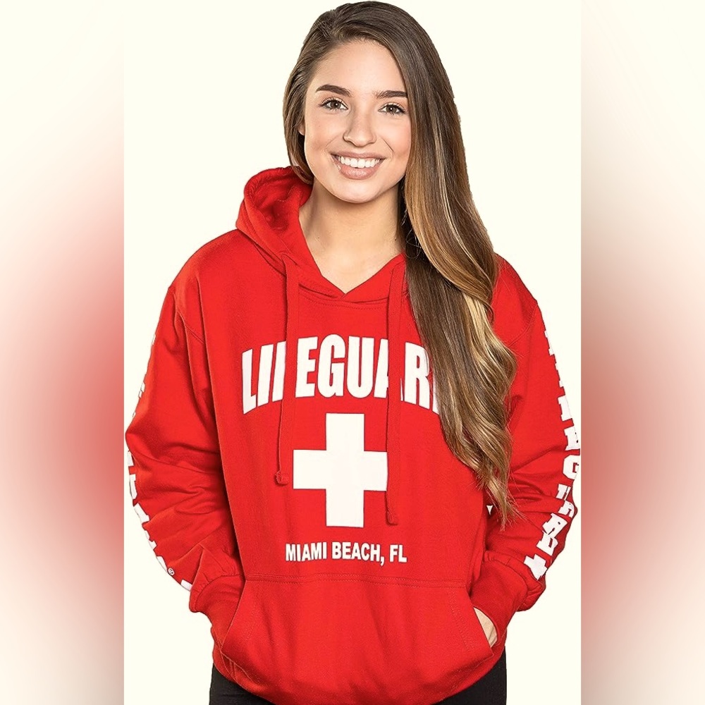 Officially licensed Lifeguard Hoodie Miami Beach, FL Red Medium Wmn sweatshirt